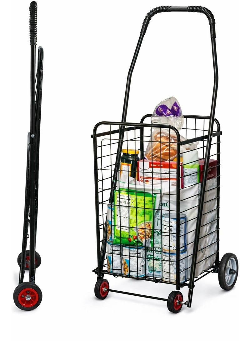 سيسلي عربة تسوق قابلة للطي ترولي تسوق بعجلات سعة كبيرة عربة بقالة قابلة للطي بعجلات مقبض قابل للتعديل لعربة الغسيل والسفر - Image 1